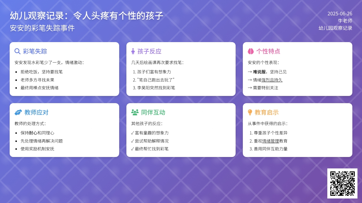 幼儿观察记录《令人头疼有个性的孩子》