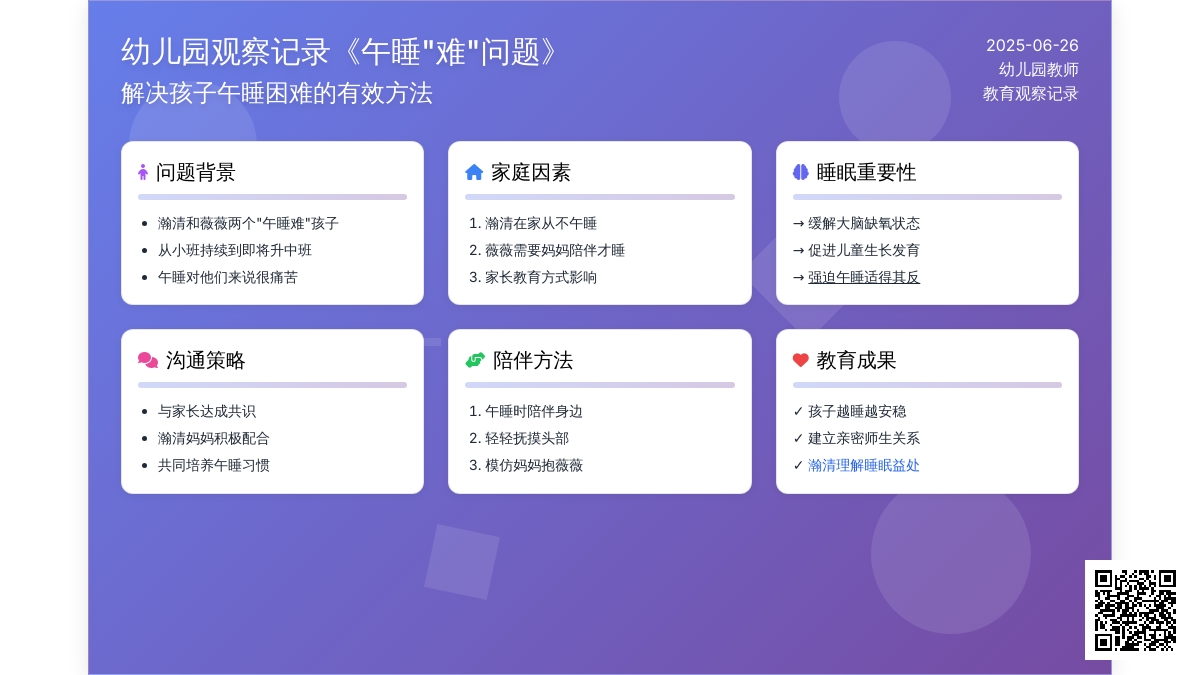 幼儿园观察记录《午睡“难”问题》