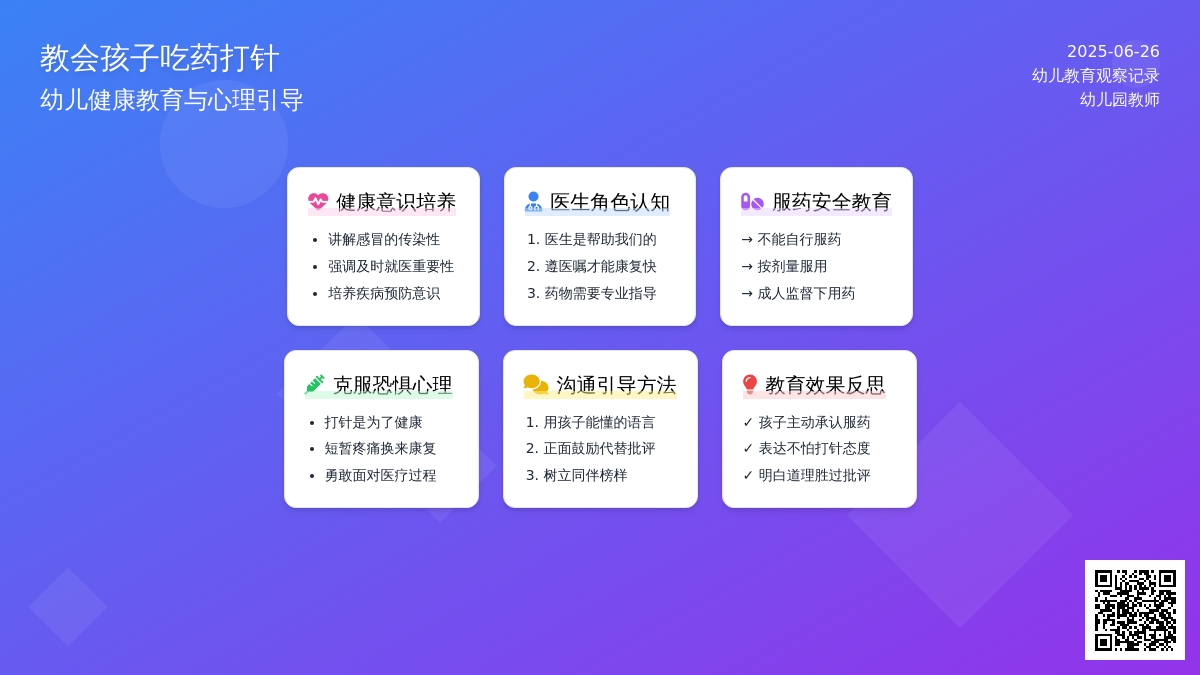 幼儿观察记录《教会孩子吃药打针》