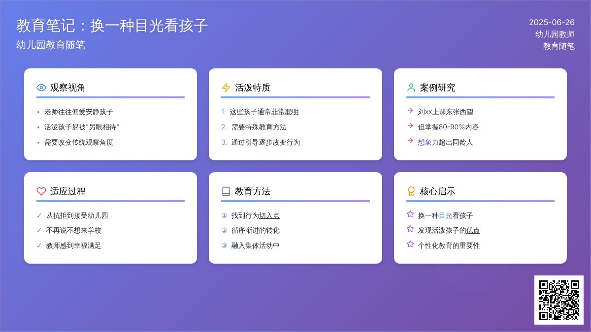 幼儿园教育随笔《换一种目光看孩子》