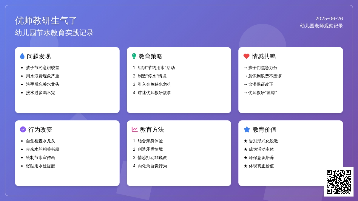 幼儿园老师观察记录《小水滴生气了》