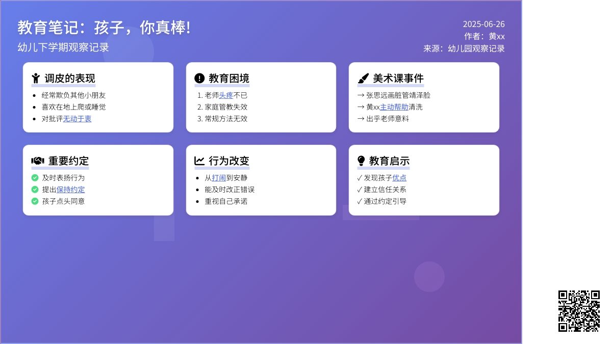 幼儿下学期观察记录《孩子你真棒！》