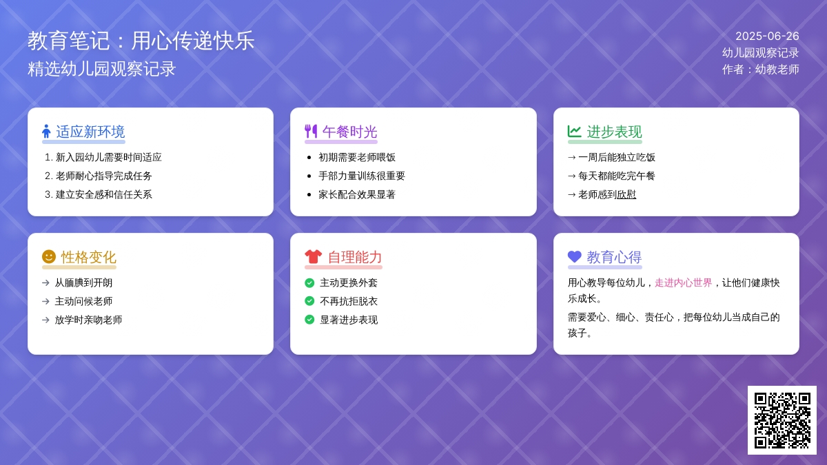 精选幼儿园观察记录《用心传递快乐》