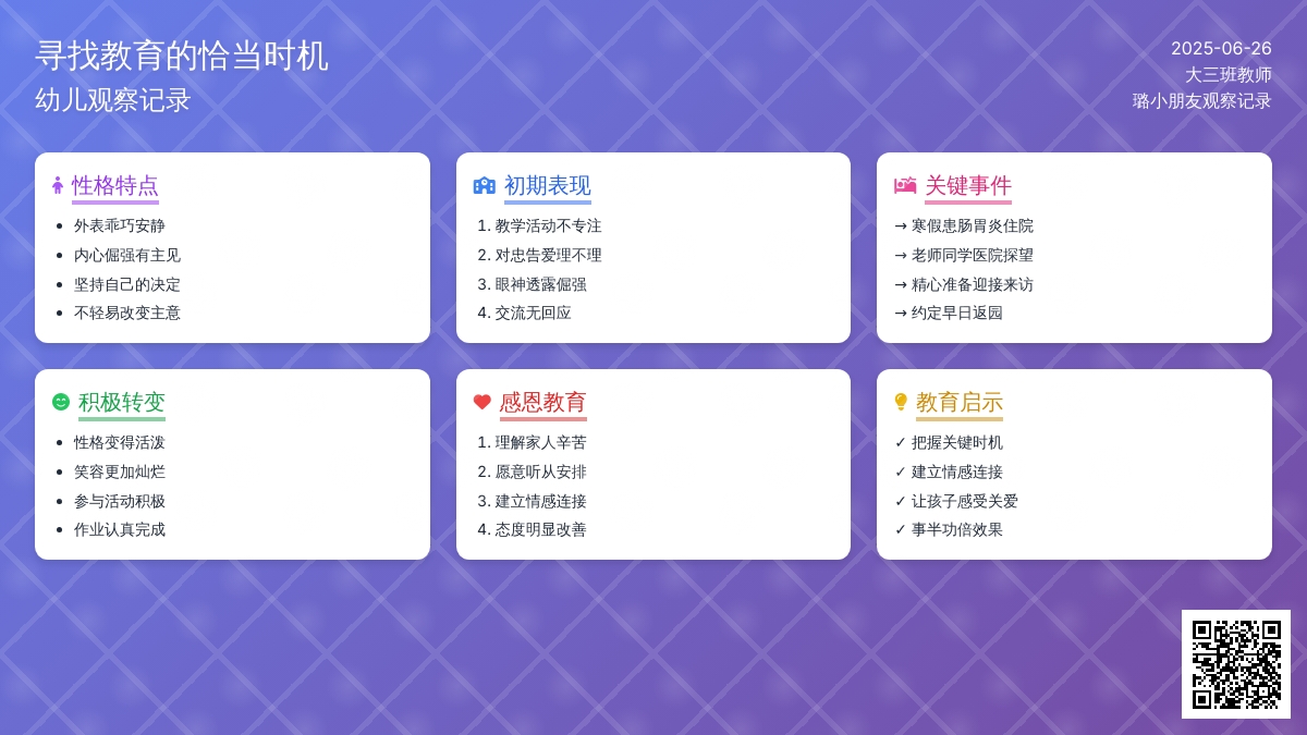 幼儿观察记录《寻找教育的恰当时机》