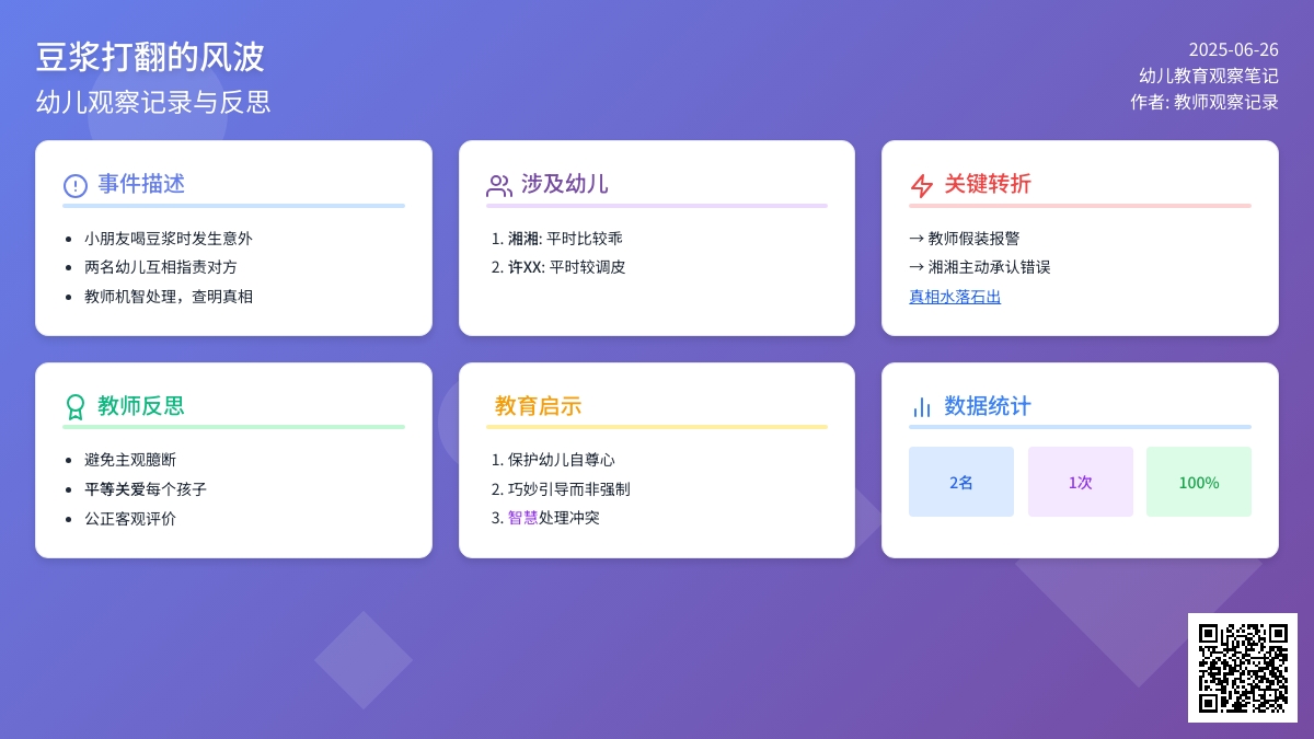 幼儿观察记录《豆浆打翻的风波》