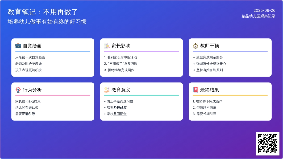 精品幼儿园观察记录《不用再做了》