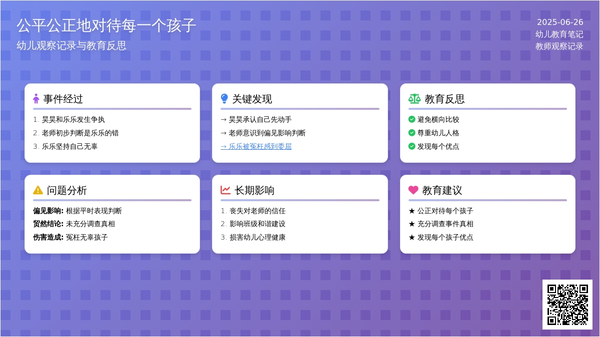 幼儿观察记录《公平公正地对待每一个孩子》
