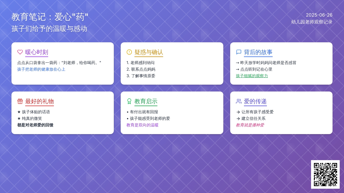 幼儿园老师观察记录《爱心“药”》