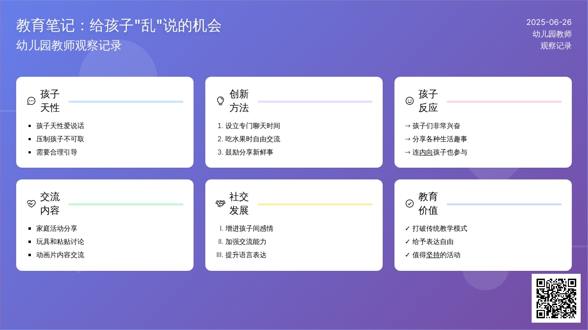 幼儿园教师观察记录《给孩子“乱”说的机会》
