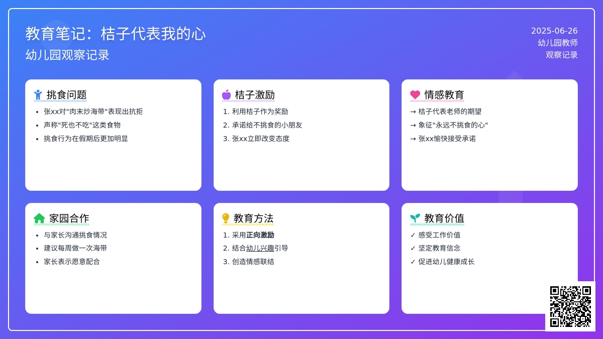 幼儿园观察记录《桔子代表我的心》