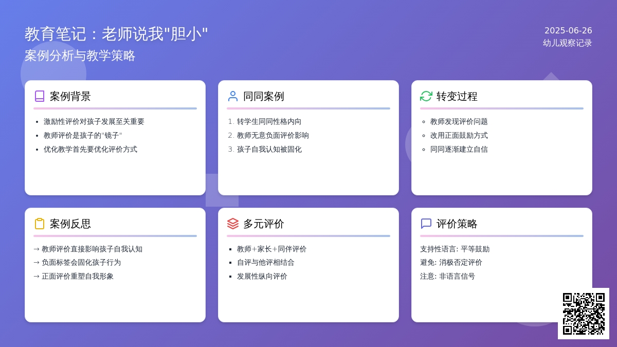 幼儿观察记录《老师说我胆小》