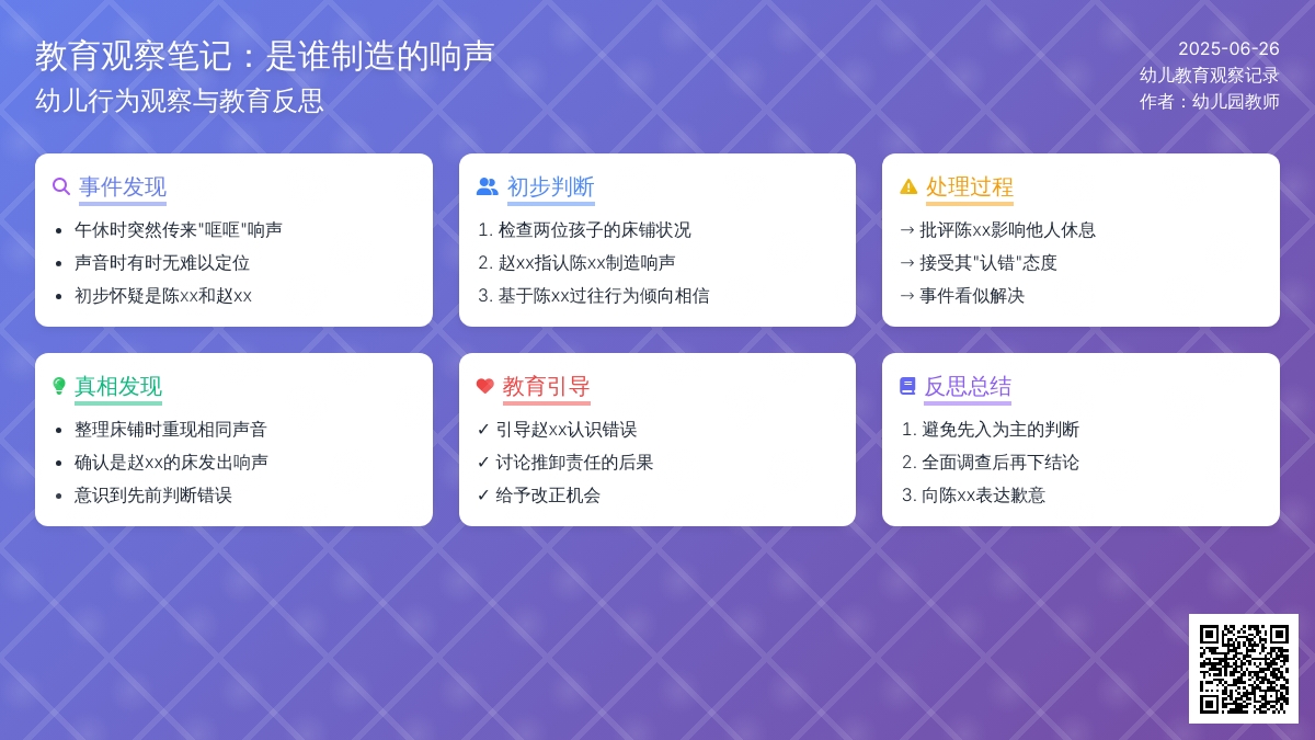 幼儿上学期观察记录《是谁制造的响声》