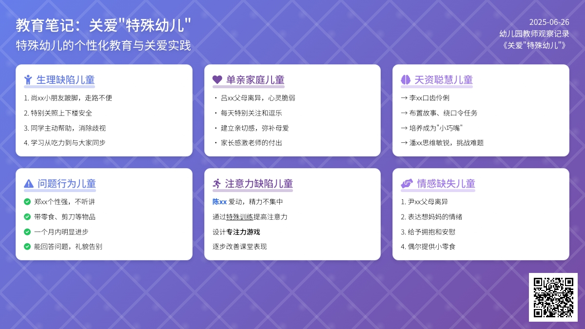 幼儿园教师观察记录《关爱“特殊幼儿”》