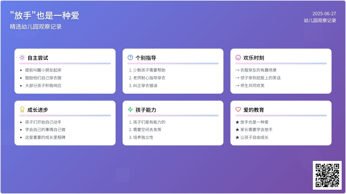 精选幼儿园观察记录《放手也是一种爱》