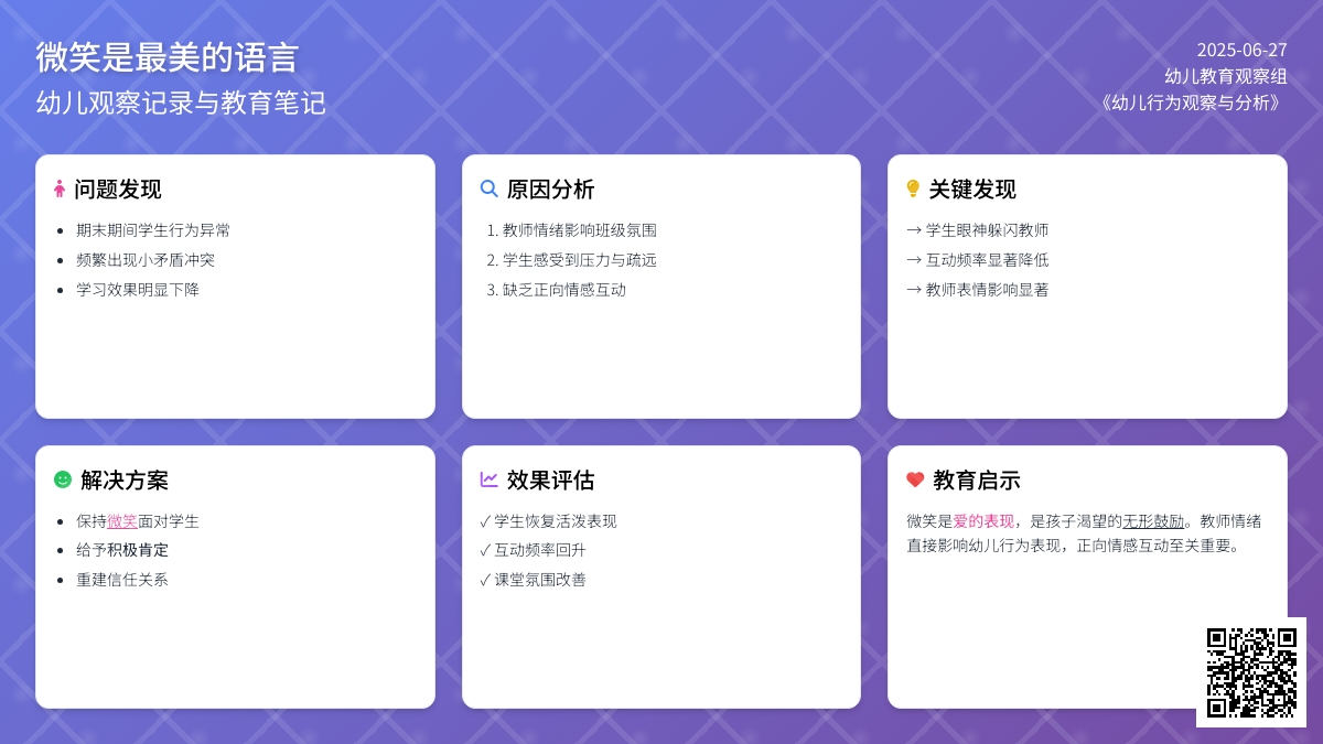 幼儿观察记录《微笑是最美的语言》