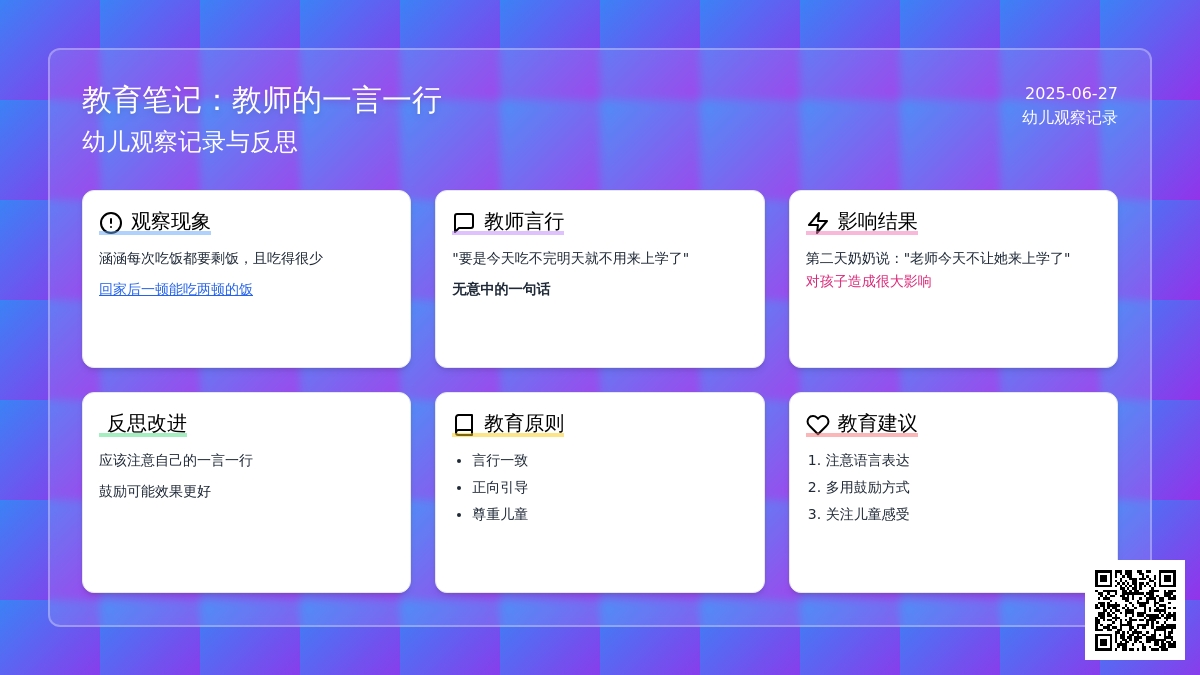 幼儿观察记录《教师应该注意自己的一言一行》