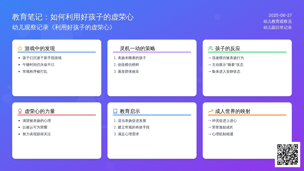 幼儿观察记录《利用好孩子的虚荣心》