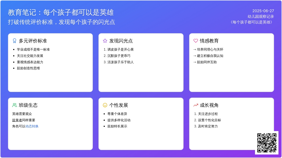 幼儿园观察记录《每个孩子都可以是英雄》