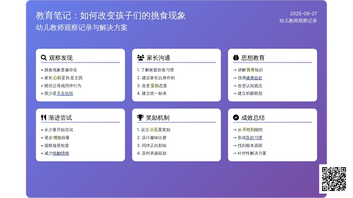 幼儿教师观察记录《如何改变孩子们的挑食现象》