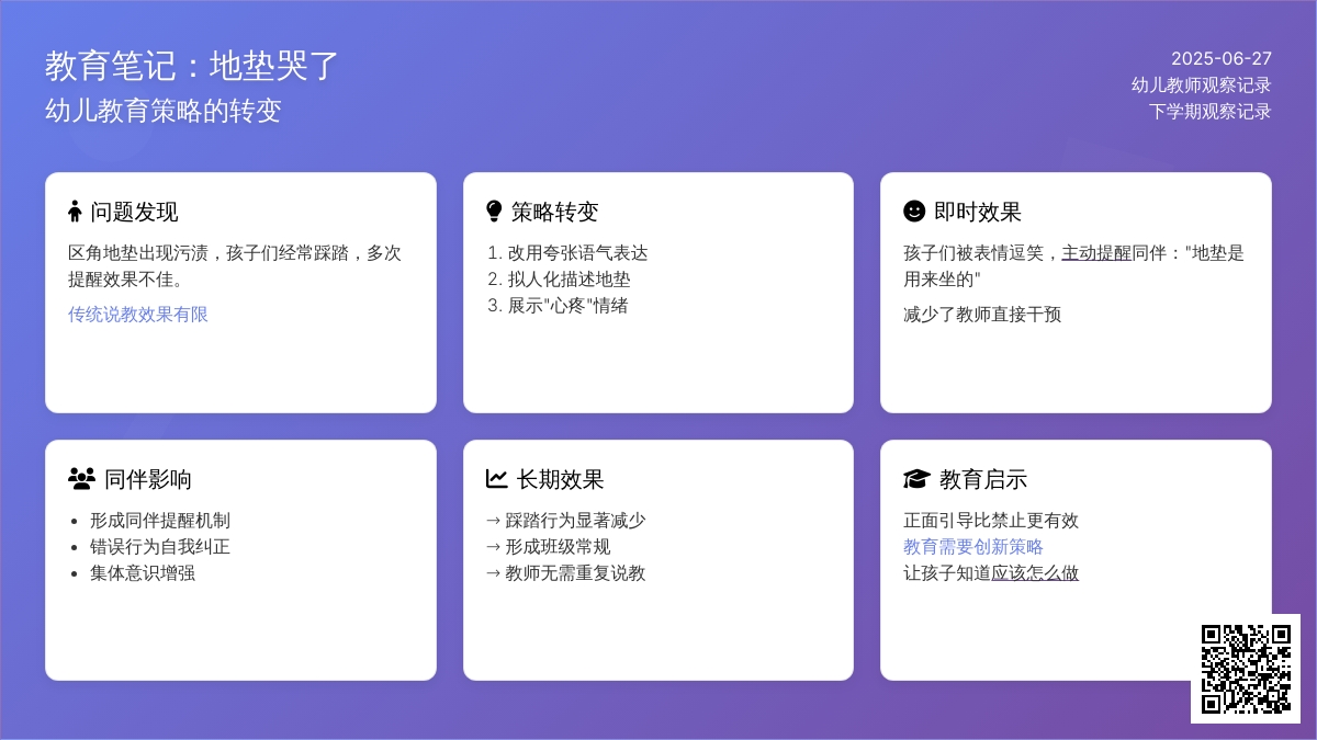 幼儿下学期观察记录《地垫哭了》