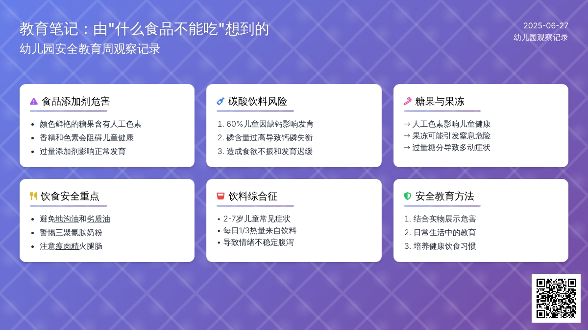 幼儿园观察记录《由“什么食品不能吃”想到的》