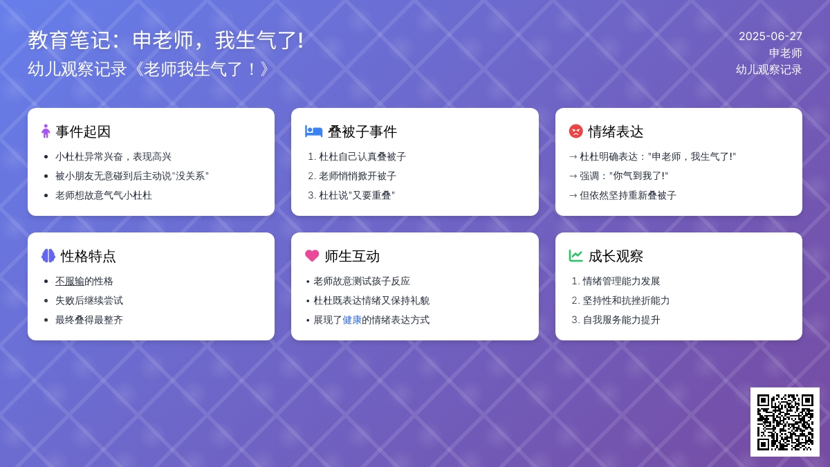 幼儿观察记录《老师我生气了！》