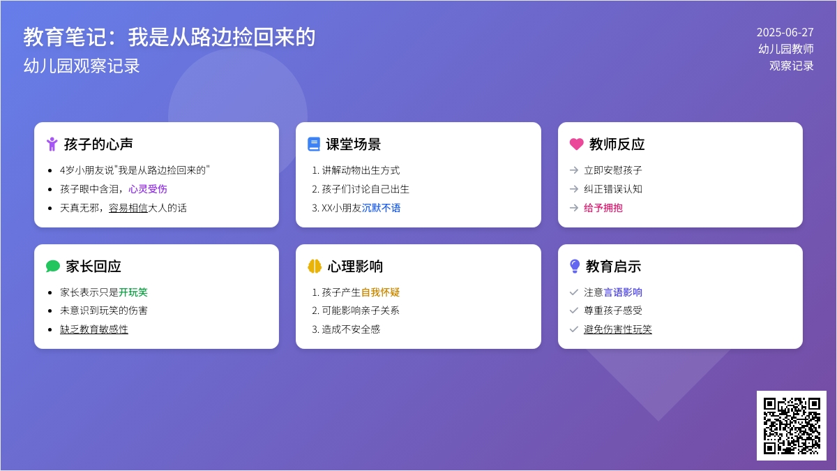 幼儿园观察记录《我是从路边捡回来的》
