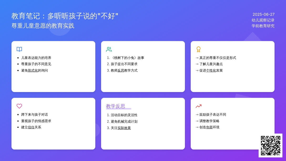 幼儿观察记录《多听听孩子说的“不好”》