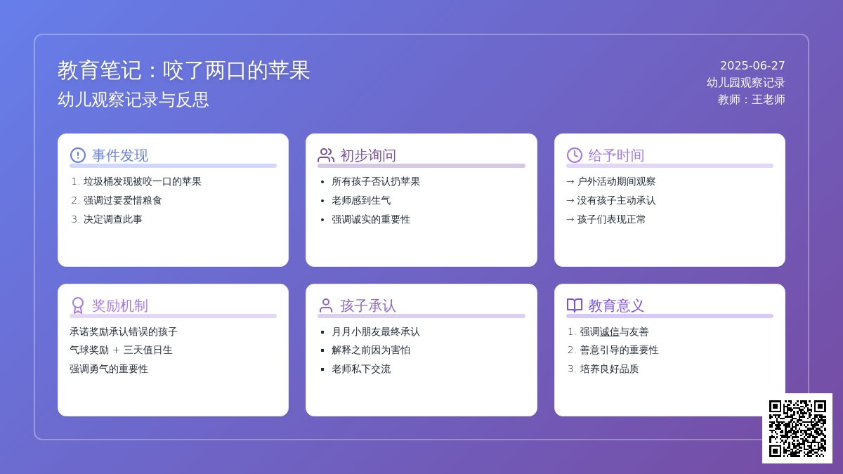 幼儿观察记录《咬了两口的苹果》
