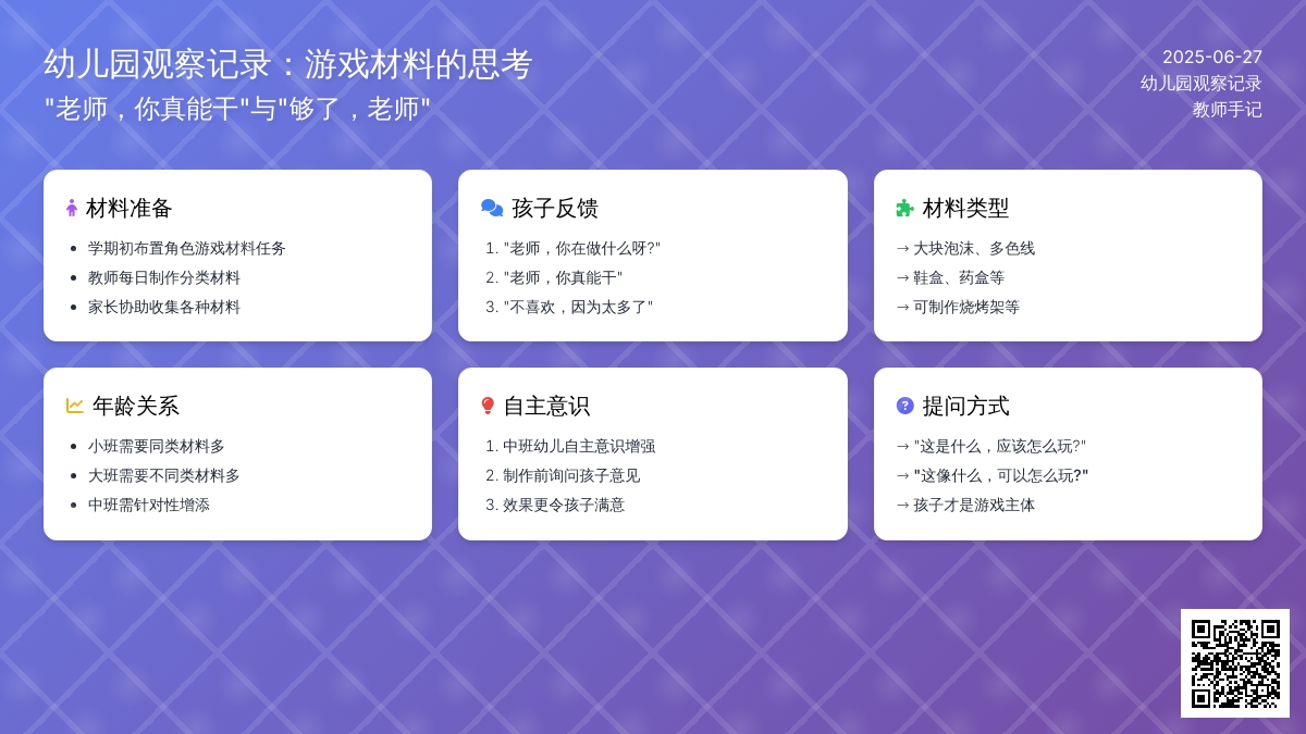 幼儿园观察记录《“老师，你真能干”与“够了，老师”》