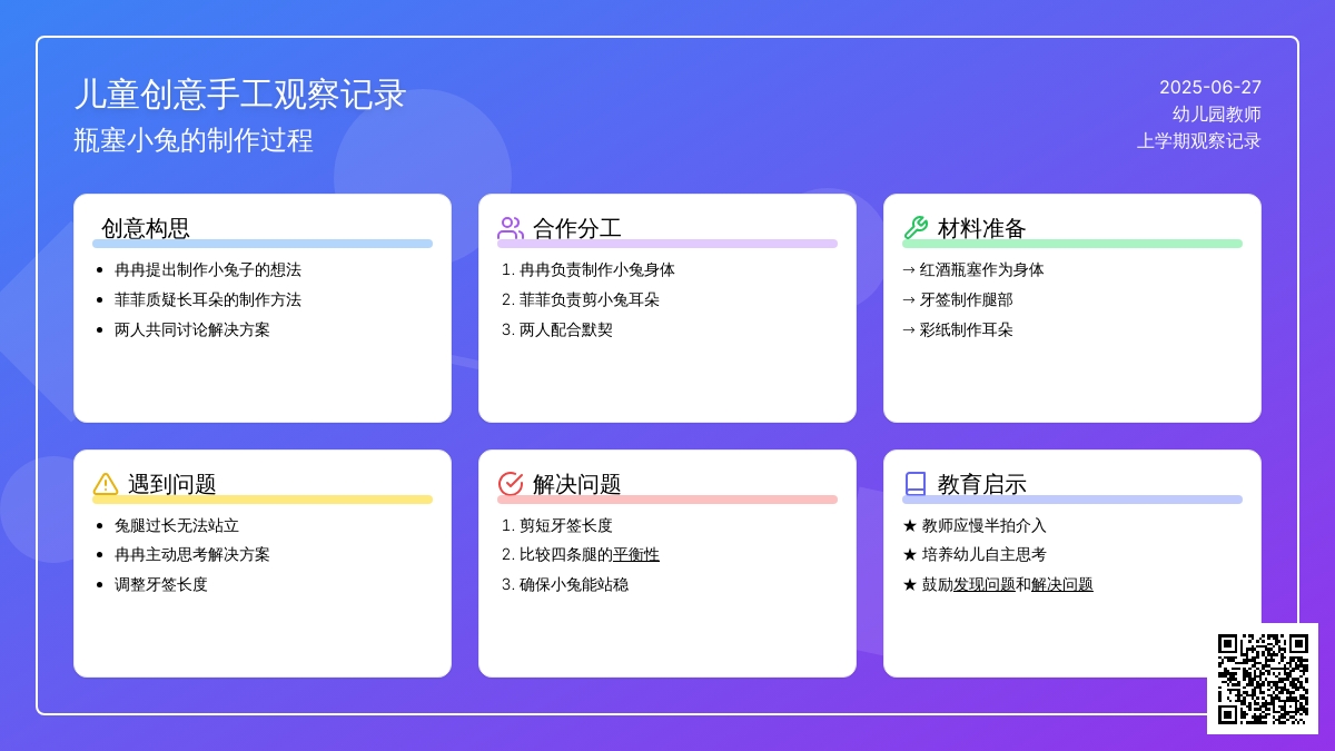 幼儿园上学期观察记录《我想做只小兔子》
