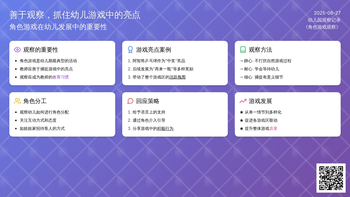 幼儿园观察记录推荐《善于观察，抓住幼儿游戏中的亮点》