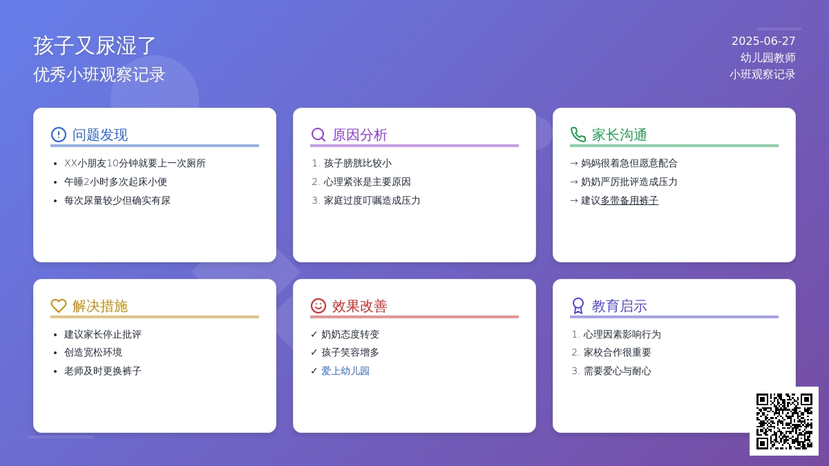 优秀小班观察记录《孩子又尿湿了》