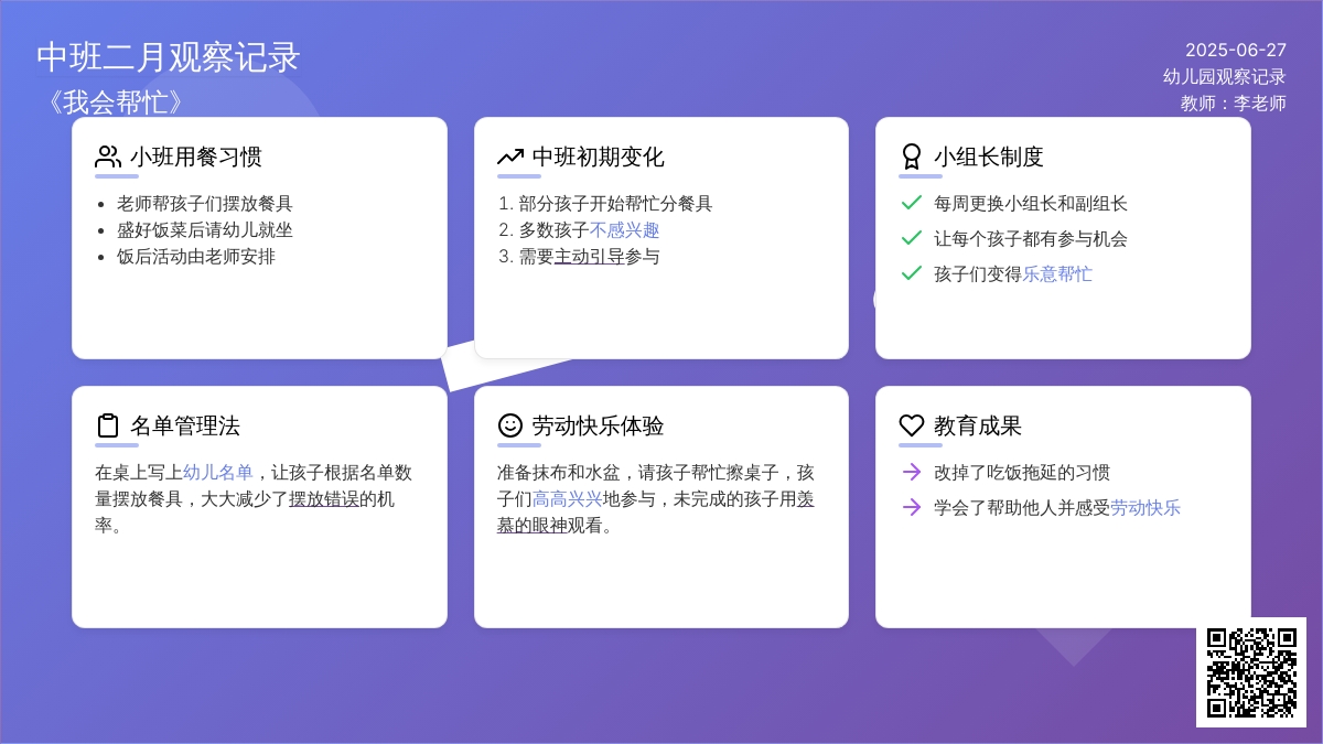 中班二月观察记录《我会帮忙》