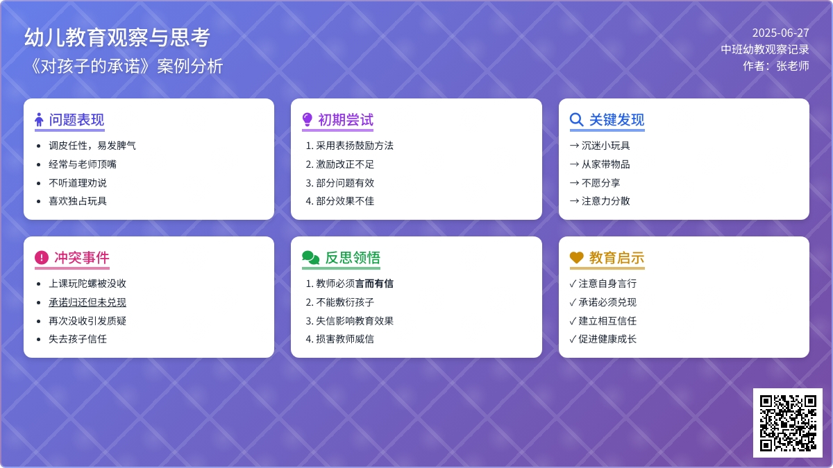 中班幼教观察思考《对孩子的承诺》