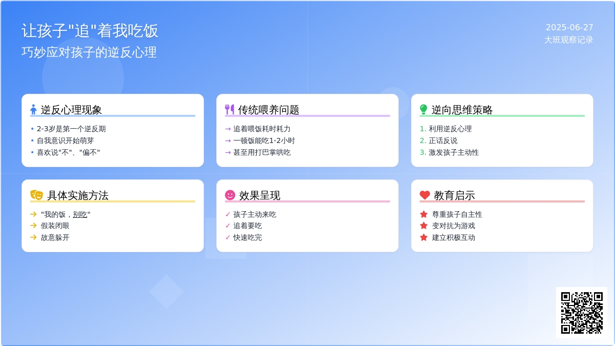 大班观察记录《让孩子“追”着我吃饭》