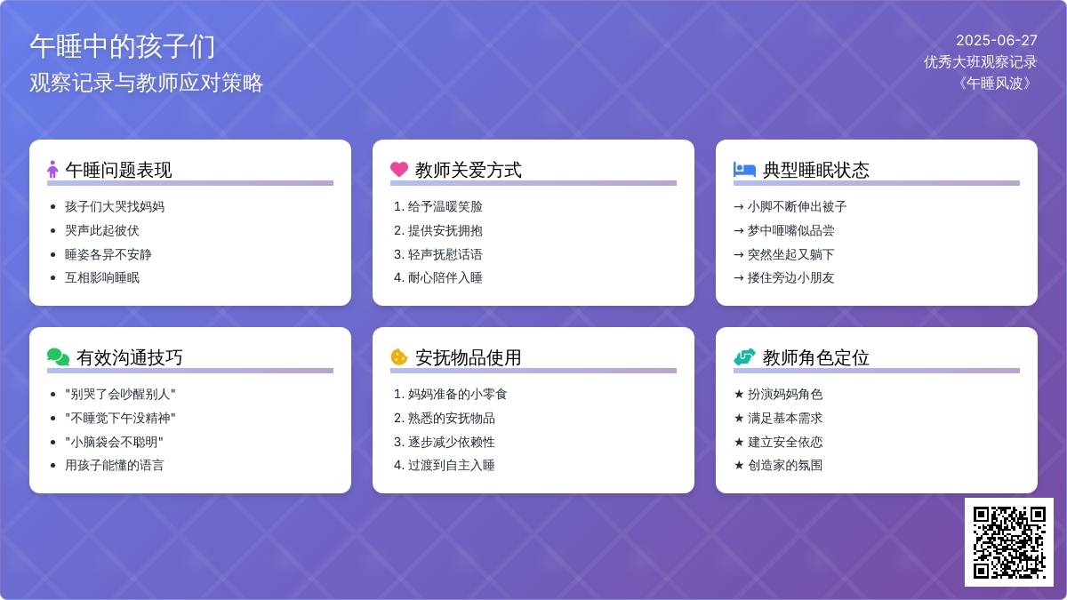 优秀大班观察记录《午睡风波》