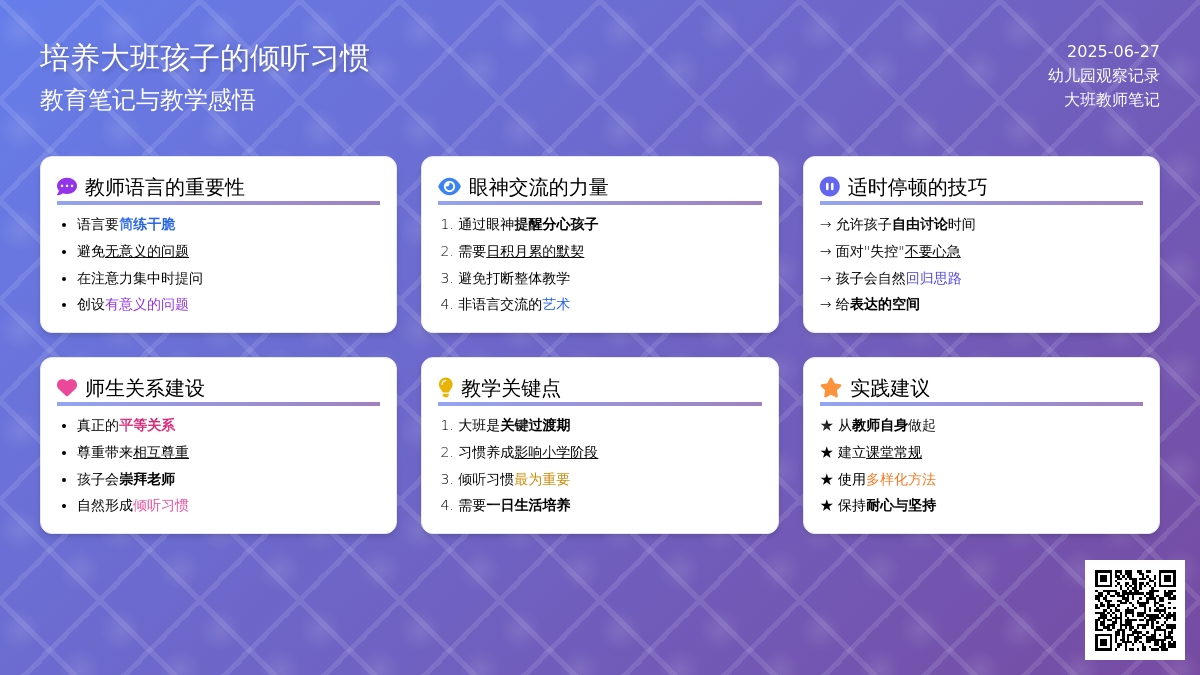 大班观察记录《培养大班孩子的倾听习惯》