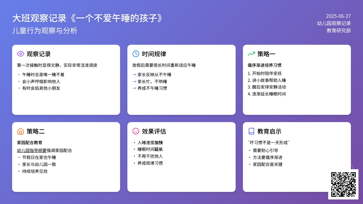 大班观察记录《一个不爱午睡的孩子》