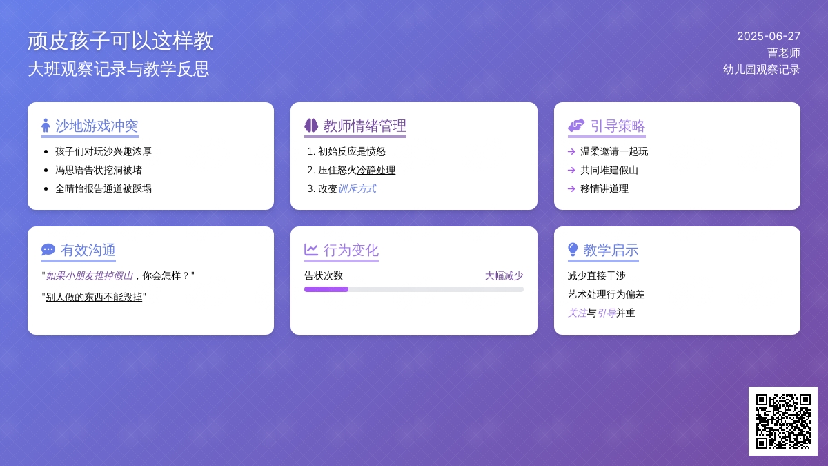 大班观察记录《顽皮孩子可以这样教》