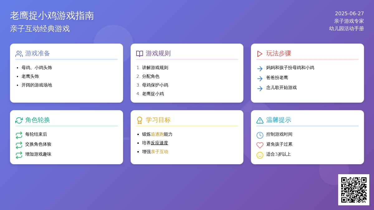老鹰捉小鸡（适合3岁以上的孩子玩，也可作为幼儿园里大家一起玩的游戏）