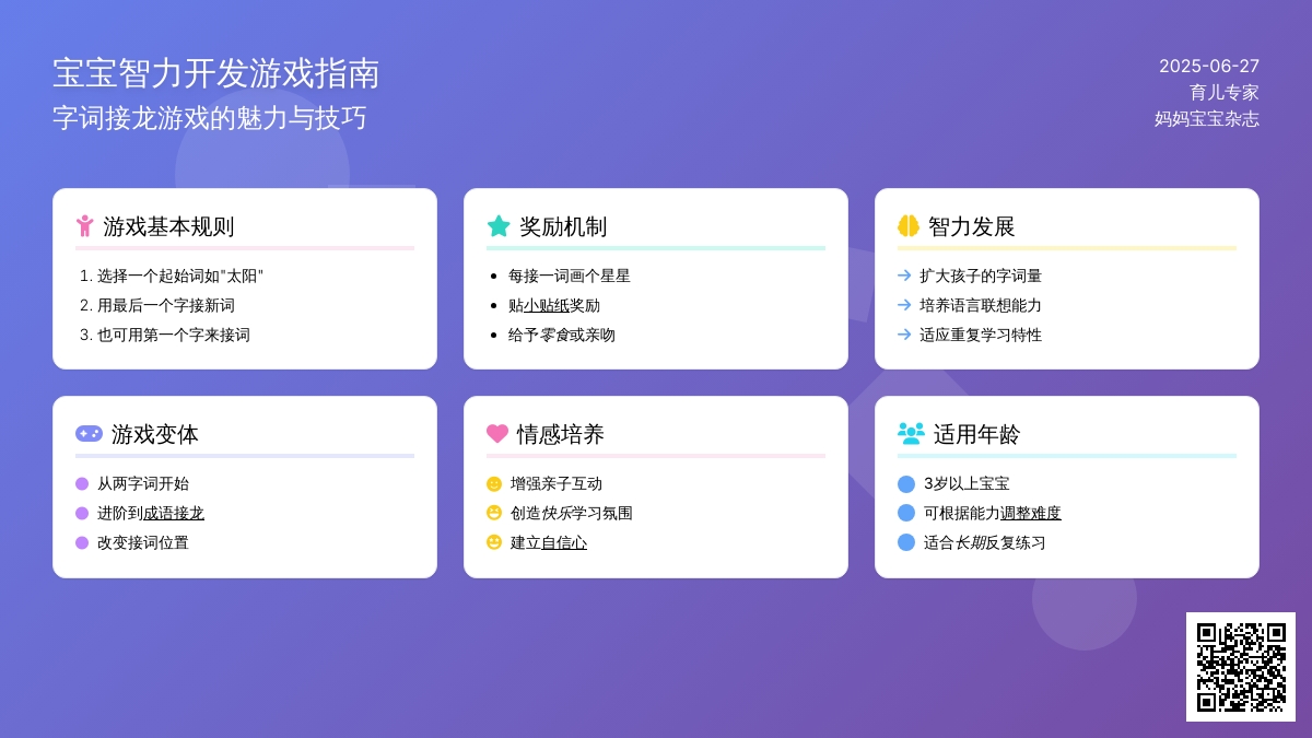 字词接龙游戏--妈妈孩子一起玩（适合3岁以上孩子的游戏）