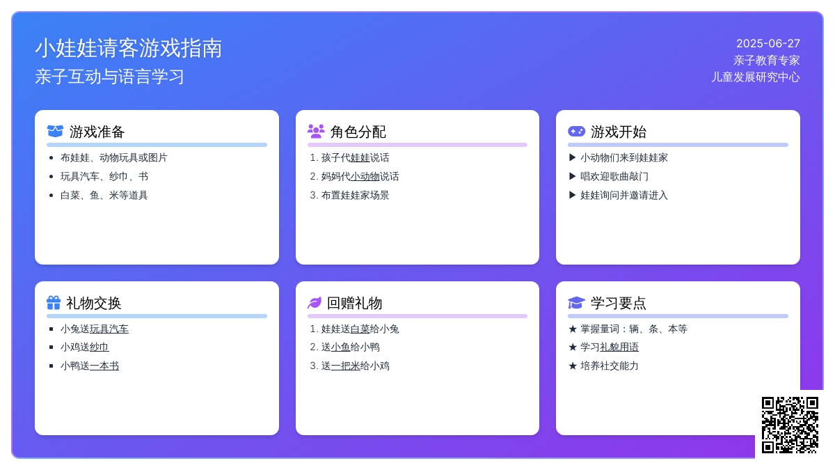 小娃娃请客（母子同玩，也可多个小朋友一起玩，类似过家家）