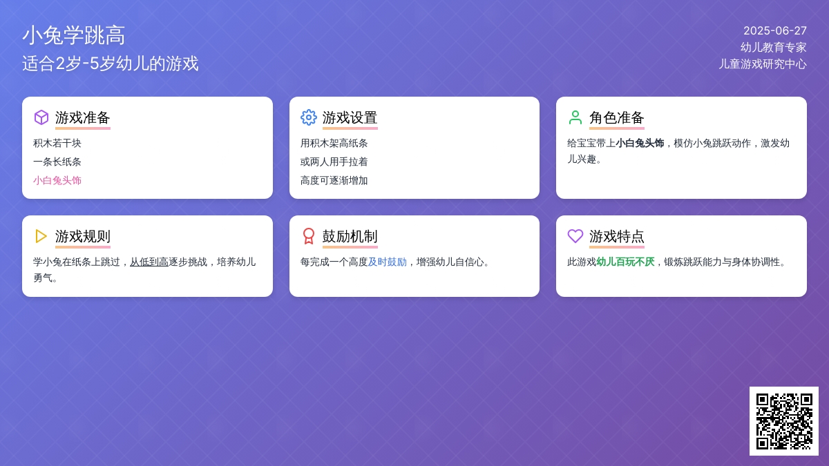 小兔学跳高（适合2岁--5岁幼儿的游戏）