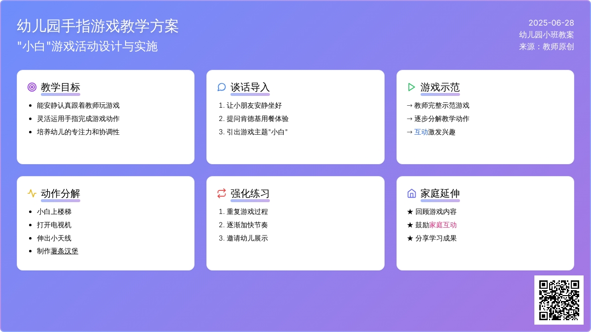 幼儿园小班手指游戏：小 白
