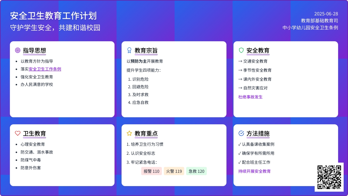 2016年中小学幼儿园安全卫生工作计划范文