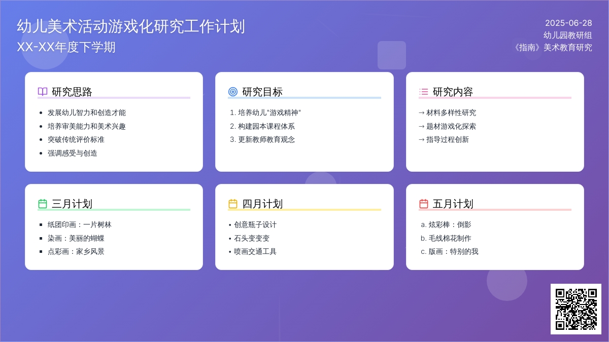 2016年度下学期幼儿美术活动游戏化研究工作计划范文