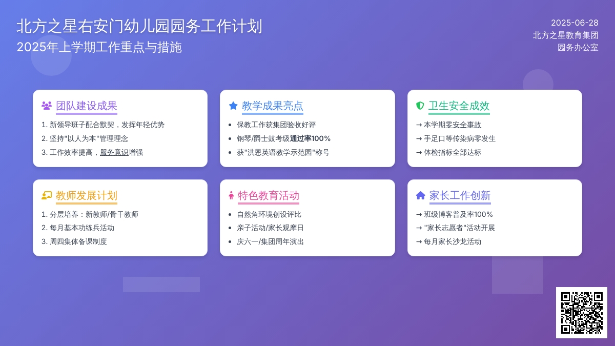 北方之星右安门幼儿园-年上学期园务工作计划范文