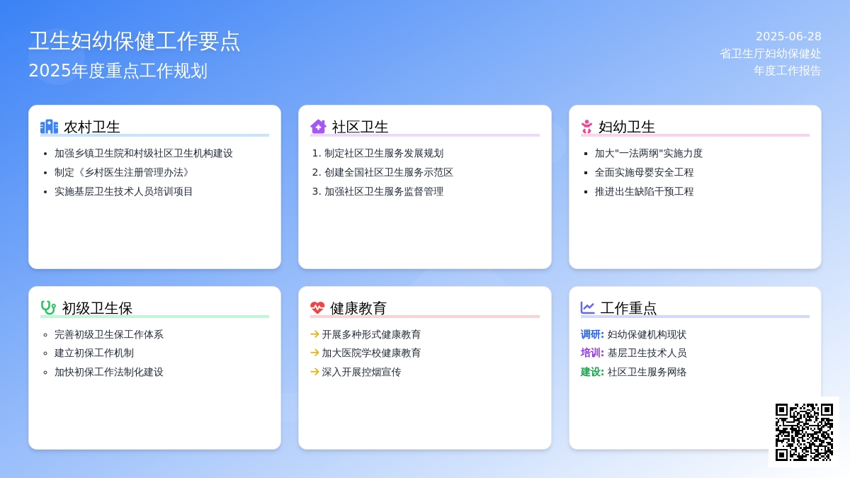 卫生妇幼保健工作要点