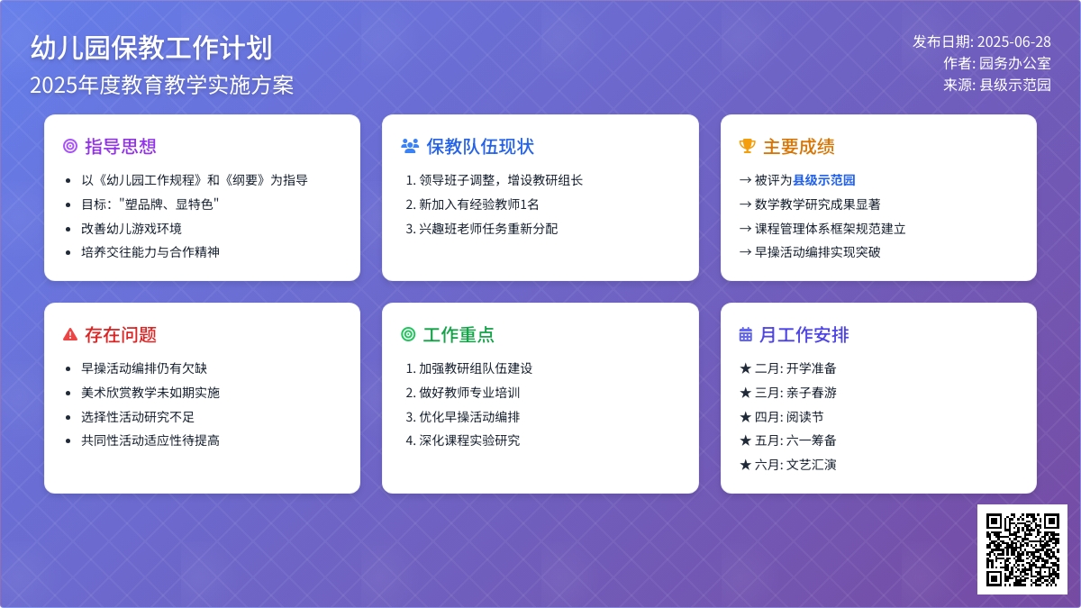 2016年上学期幼儿园保教工作计划范文